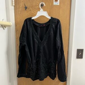Elegant Black Beaded Women's Top